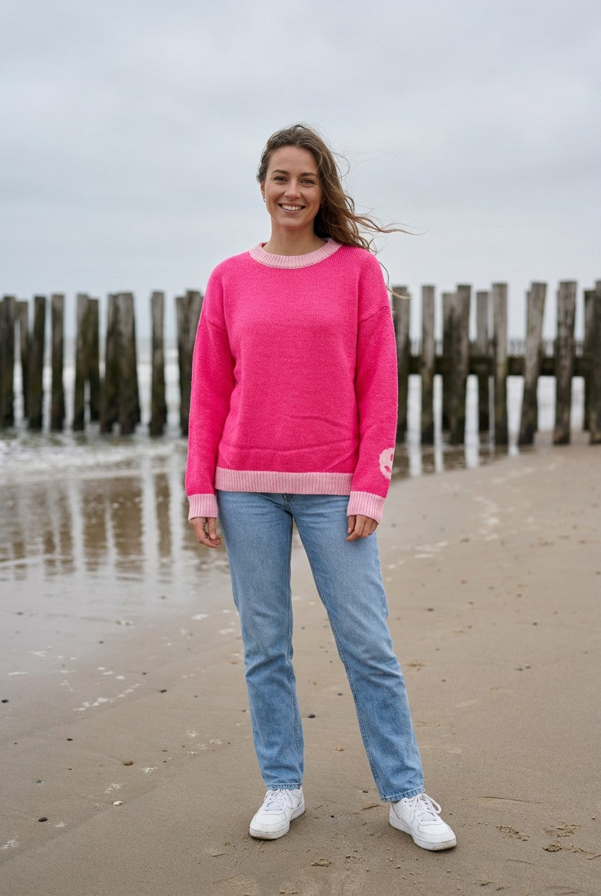 Good Vibes Only Pullover Strickpullover Oversized – TraumStück Sylt – Pink, Vorderansicht