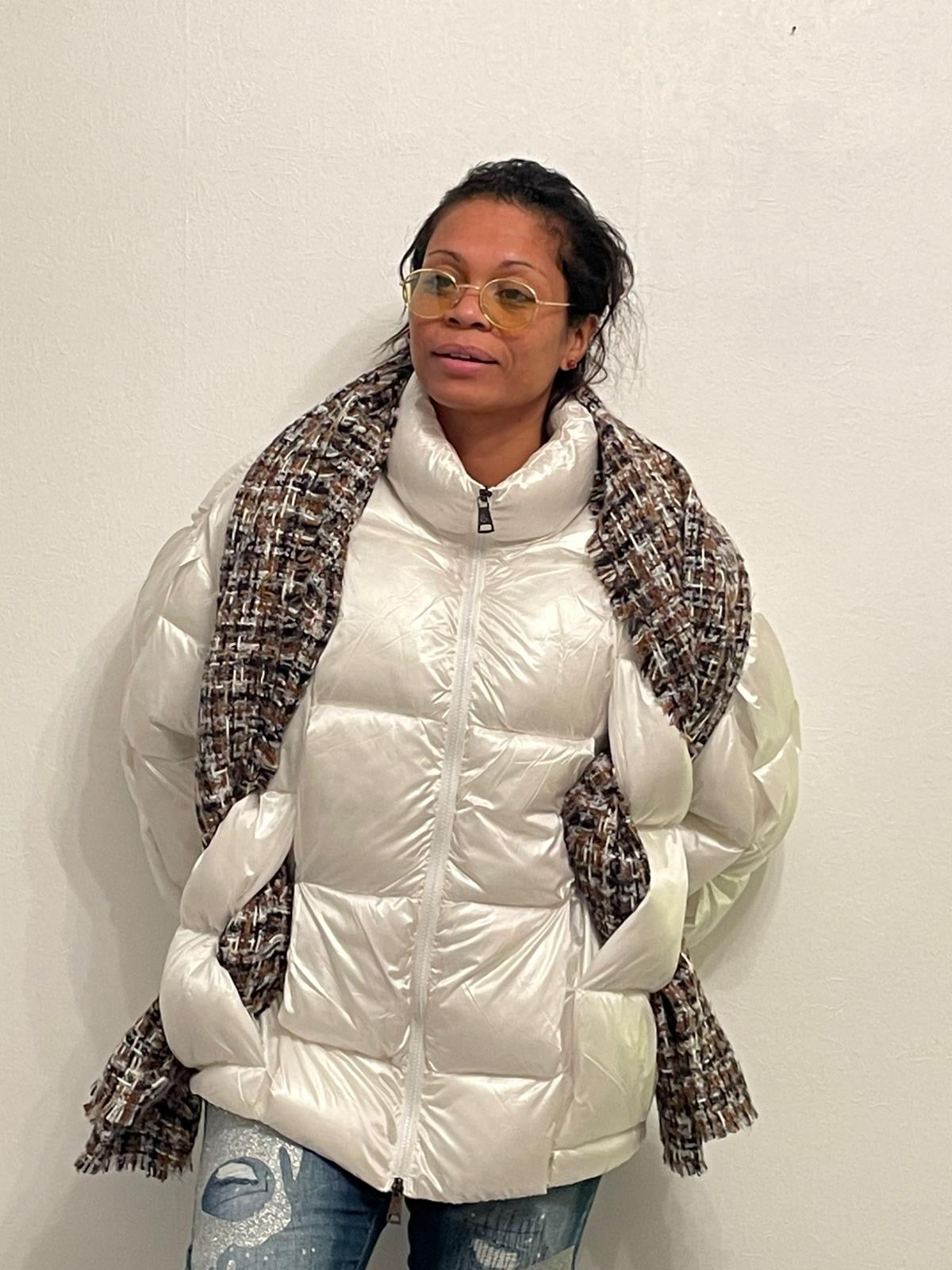 Pufferjacke im Flechtmuster