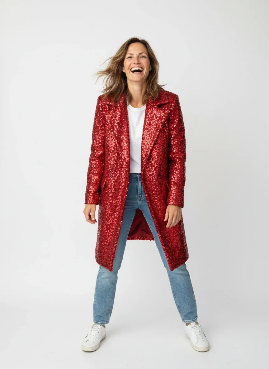 Mantel Rote Pailletten