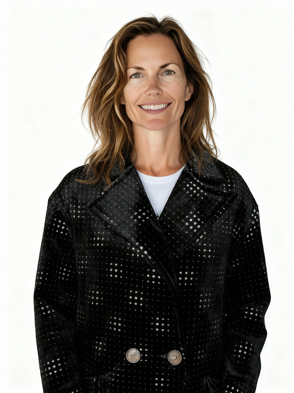 Mantel Schwarz-Silber Optik