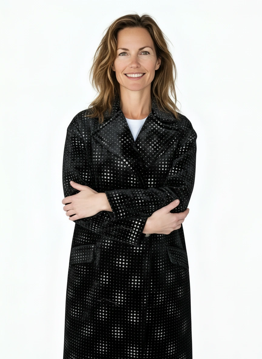 Mantel Schwarz-Silber Optik