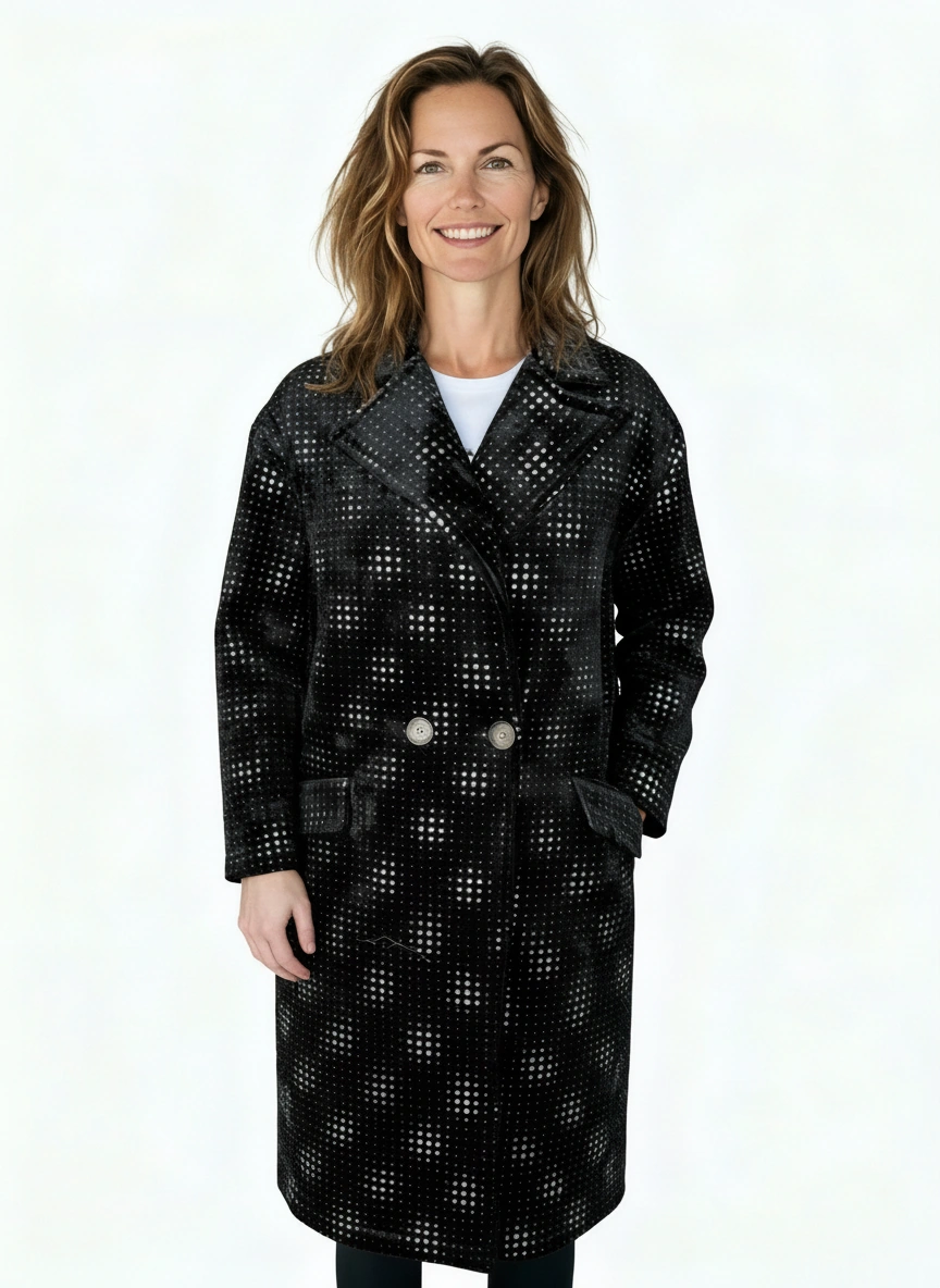 Mantel Schwarz-Silber Optik