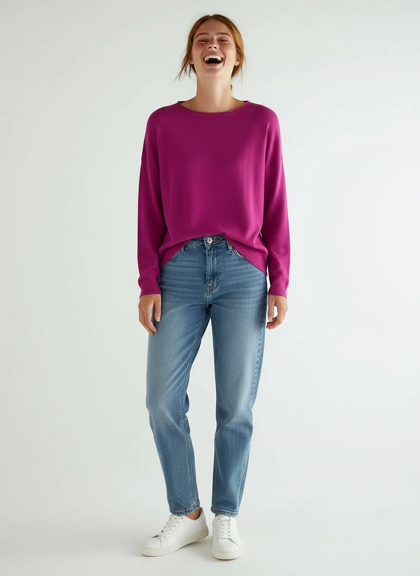 Rundhals Feinstrick relaxed Fit